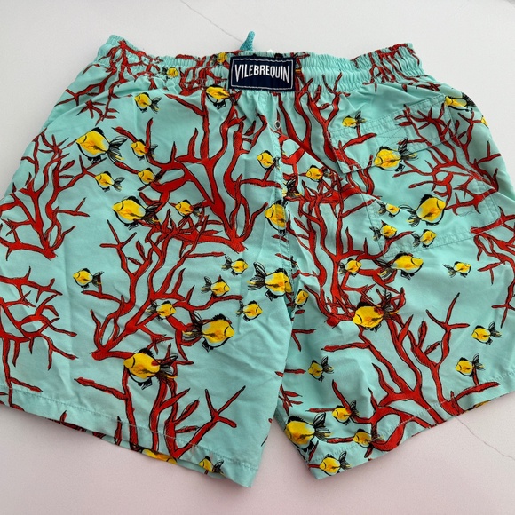 VILEBREQUIN Coral Fish Swim Trunks Bathing Suit Blue Size Boys L - Picture 2 of 5